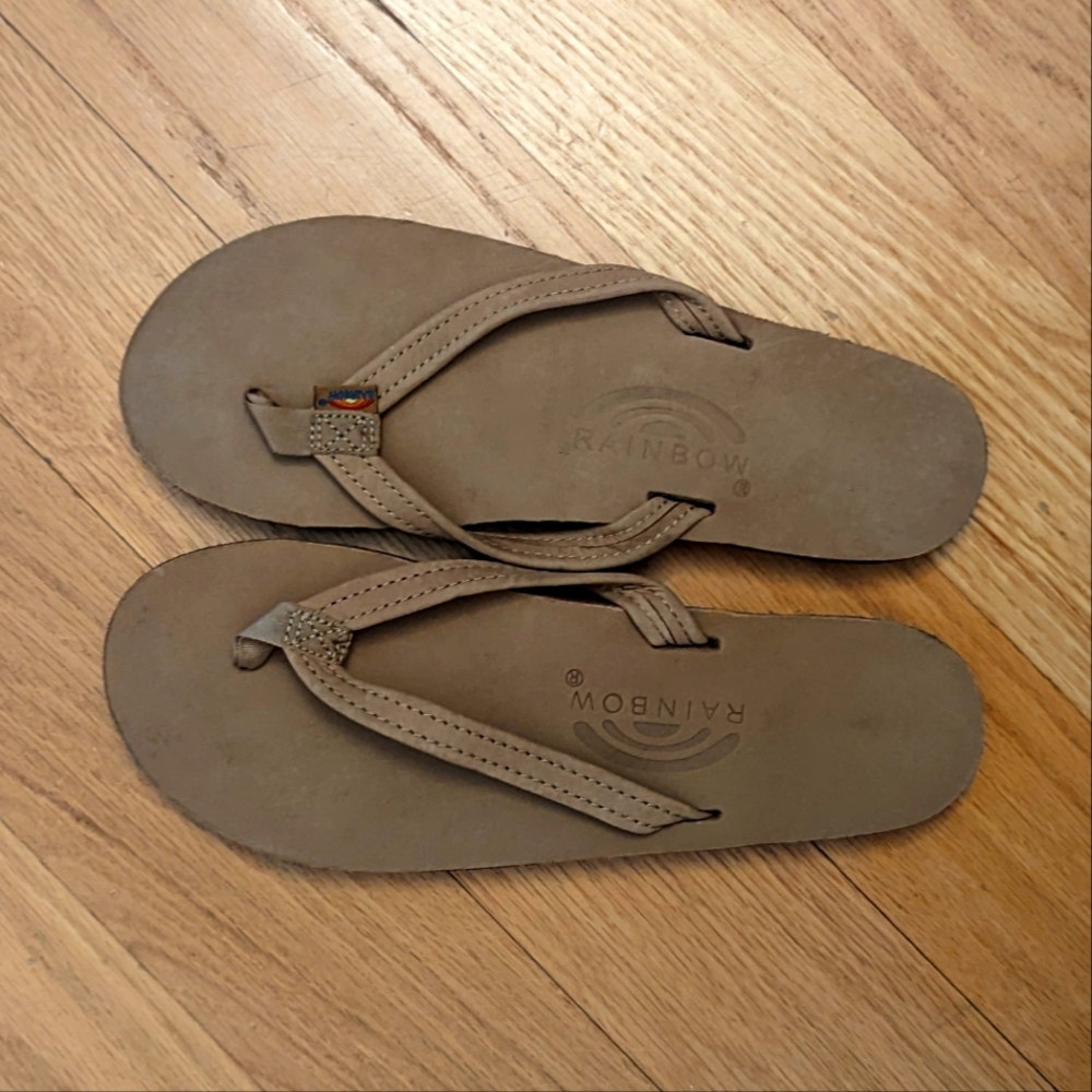 Rainbow flip flops size 6.5-7.5
